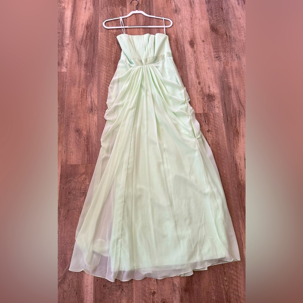 David’s Bridal Green Formal strapless Dress